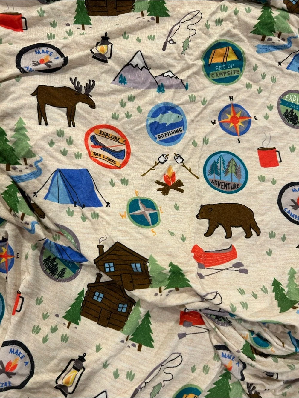 Little Sleepies Bamboo Camping Print Crib Sheet EUC